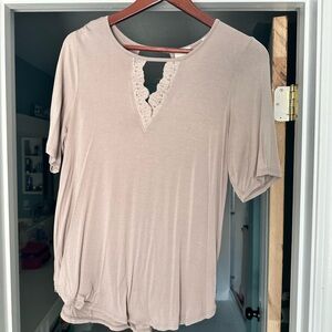Taupe top by Day trip with keyhole detail